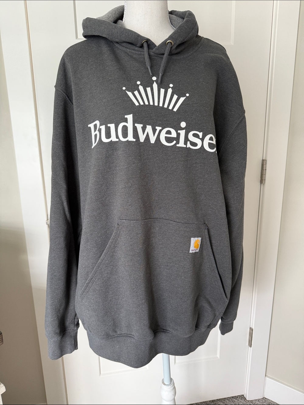 Carhartt Budweiser Gray Pullover Hoodie with White Logo - XL